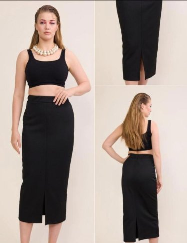 MIDI FRONT SLIT PENCIL SKIRT