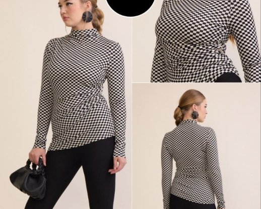 CHECKED HIGH NECK TOP