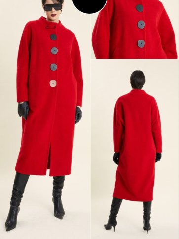 MIDI COAT WITH LARGE BUTTON DESIGN