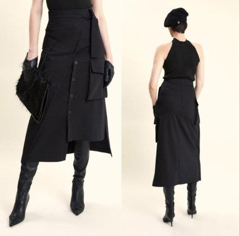 ANGLE BUTTON FRONT CARGO STYLE SKIRT
