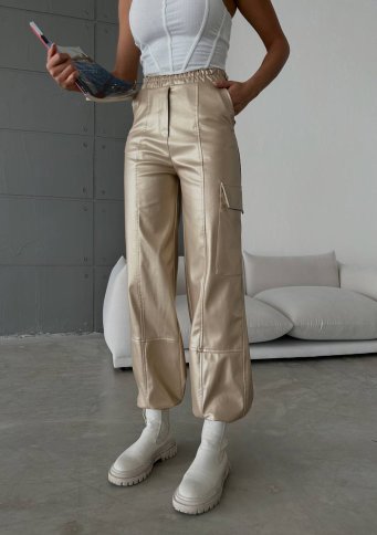 METALLIC FAUX LEATHER  PARACHUTE STYLE PANTS