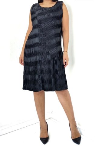 PLEATED SHIMMER SLEEVELESS DRESS