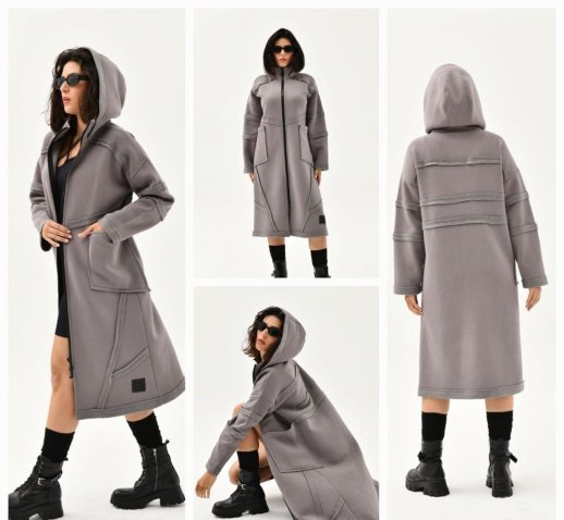 MIDI ZIPPER FRONT DETAIL DESIGN COAT