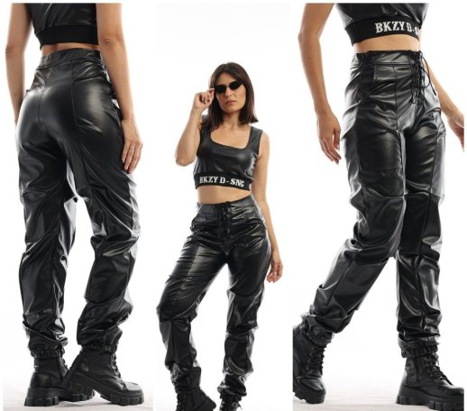 CARGO  STYLE FAUX LEATHER PANT