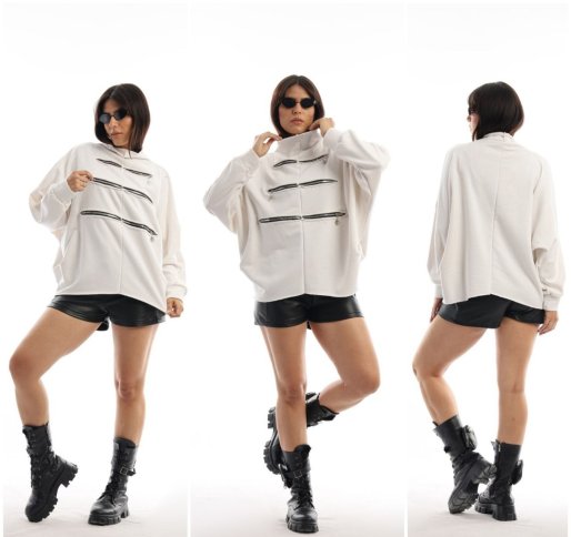 ZIPPER FRONT DESIGN OVERSIZED TOP