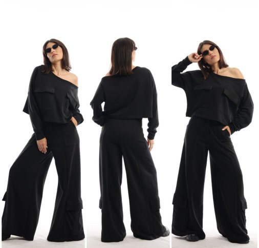 POCKET DETAILED TOP AND FLARED PANTS