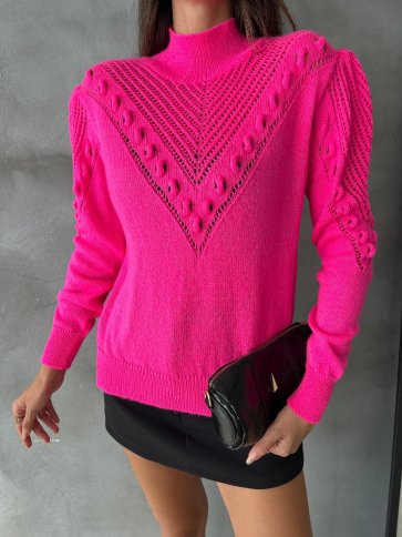 ANGLED DESIGN LONG SLEEVE SWEATER