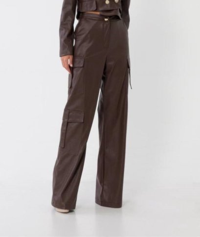 FAUX LEATHER CARGO PANTS