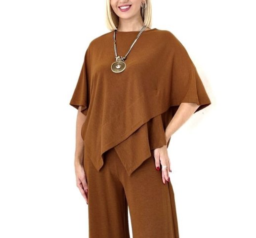 ANGLED LAYERED TOP AND MATCHING PANTS