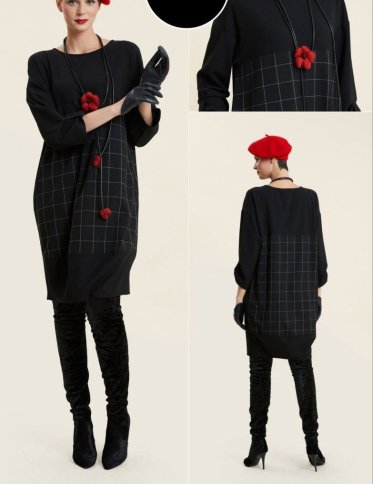 GRID PATTERN SHIFT DRESS