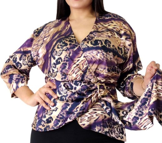 PATTERNED WRAP BLOUSE