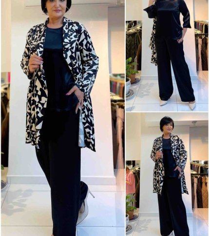 TOP AND PANT WITH PATTERN JACKET