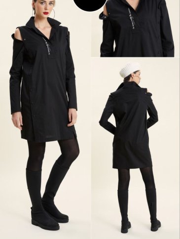 CUT OUT SHOULDER V NECK DRESS