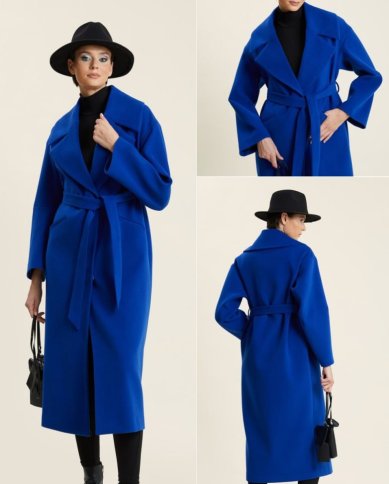 LONG STYLE WIDE LAPEL WRAP COAT