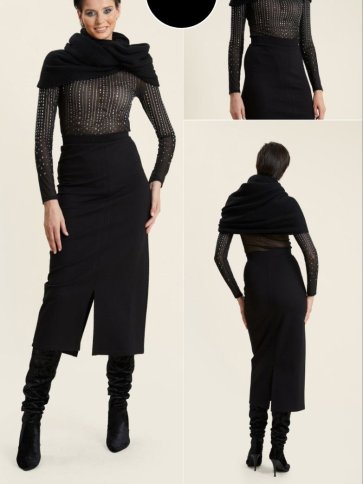 FRONT SLIT MIDI SKIRT