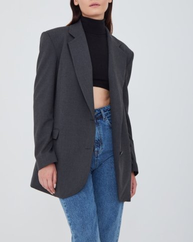 LONG BLAZER WITH FRONT FLAP POCKET DESIGN