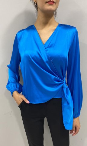 SILKY WRAP BLOUSE WITH SIDE TIE