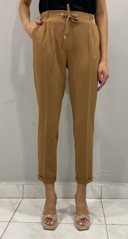 ELASTIC DRAWSTRING WAIST SLIM LEG PANTS